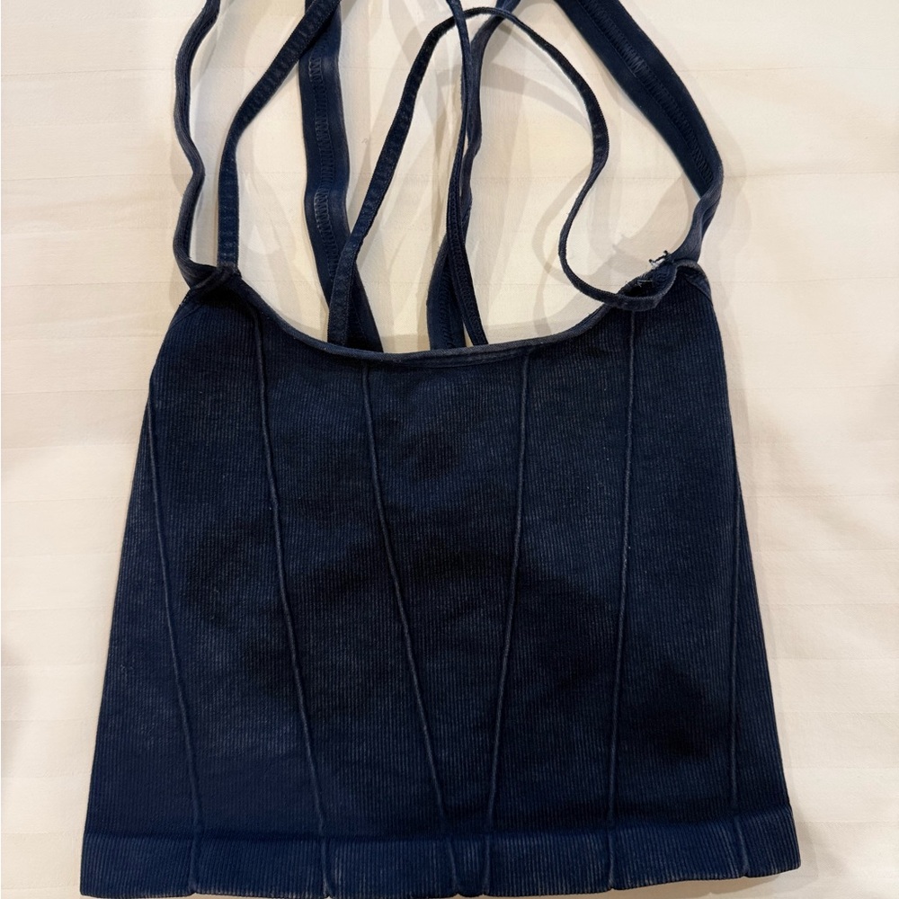 NWOT free people movement navy stay with me cami crop top